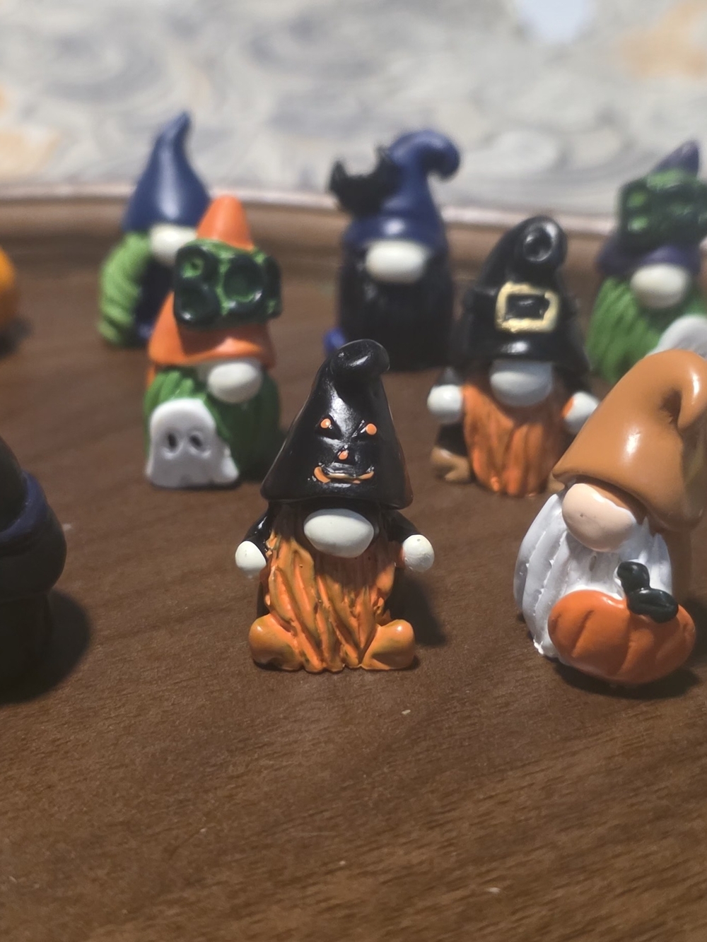 Tiny Halloween Gnome Figure - Black & Orange Set Of 24